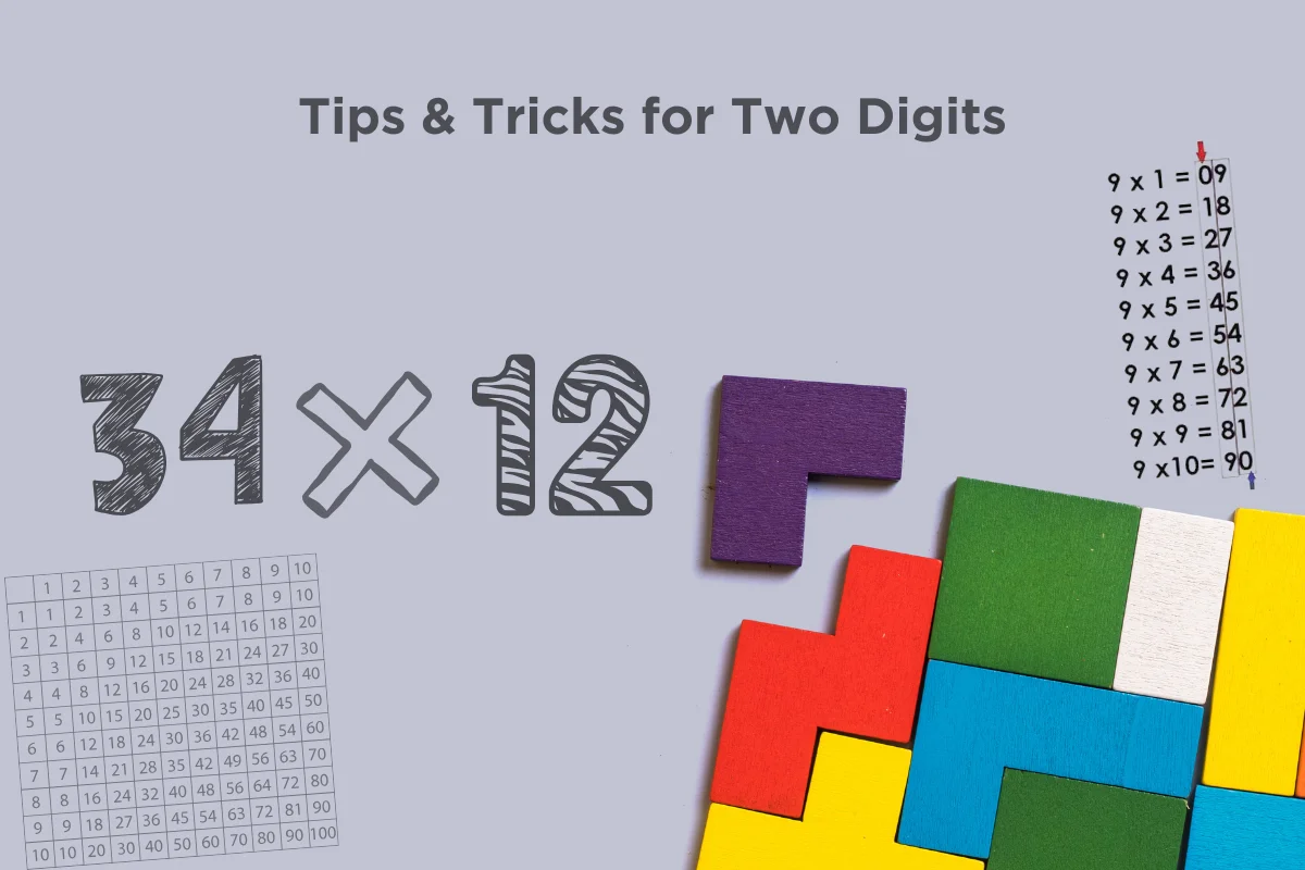 This image is showing multiplication tips and tricks of double digits.